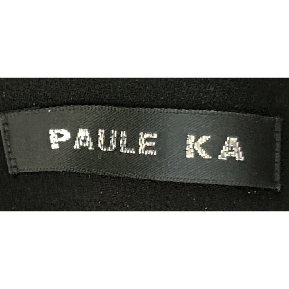 PAULE KA Evening Gown Elegant Black Sleeveless Dress V-Neck & Bow Detail - Picture 14 of 15